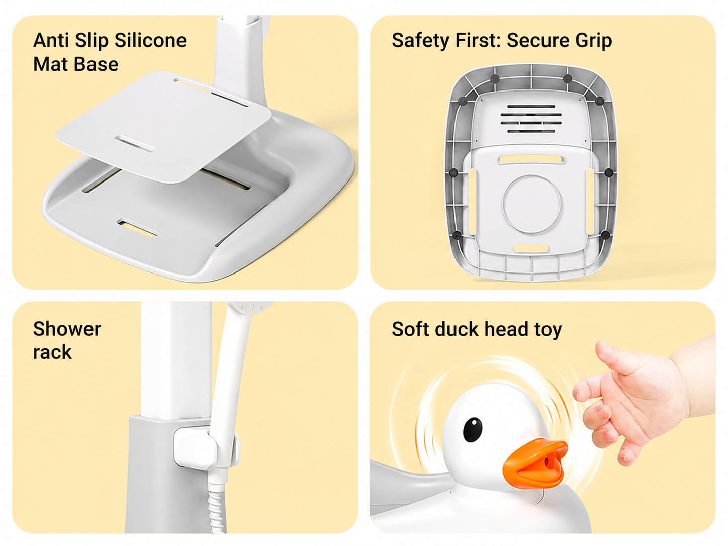 Soft touchpoints on the bath stand for everyday use